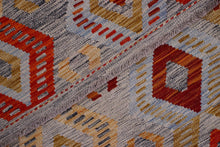 Load image into Gallery viewer, Kleurrijk Tapijt Laagpolig Handgeweven Wollen Vloerkleed - Koho Afghan Kelim 244x179

