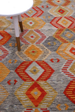 Load image into Gallery viewer, Kleurrijk Tapijt Laagpolig Handgeweven Wollen Vloerkleed - Koho Afghan Kelim 243x173
