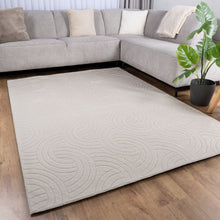 Load image into Gallery viewer, Crème Tapijt Wasbaar Laagpolig Vloerkleed met Anti Slip Koho Japandi Stijl Wasbaar op 30° - Koho Carpets
