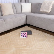 Load image into Gallery viewer, Beige Tapijt Wasbaar Laagpolig Vloerkleed met Anti Slip Koho Japandi Stijl Wasbaar op 30° - Koho Carpets
