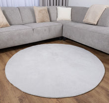Load image into Gallery viewer, Lichtgrijs Rond Tapijt Laagpolig Rond Vloerkleed met Anti Slip Koho Soft Comfort Wasbaar op 30°
