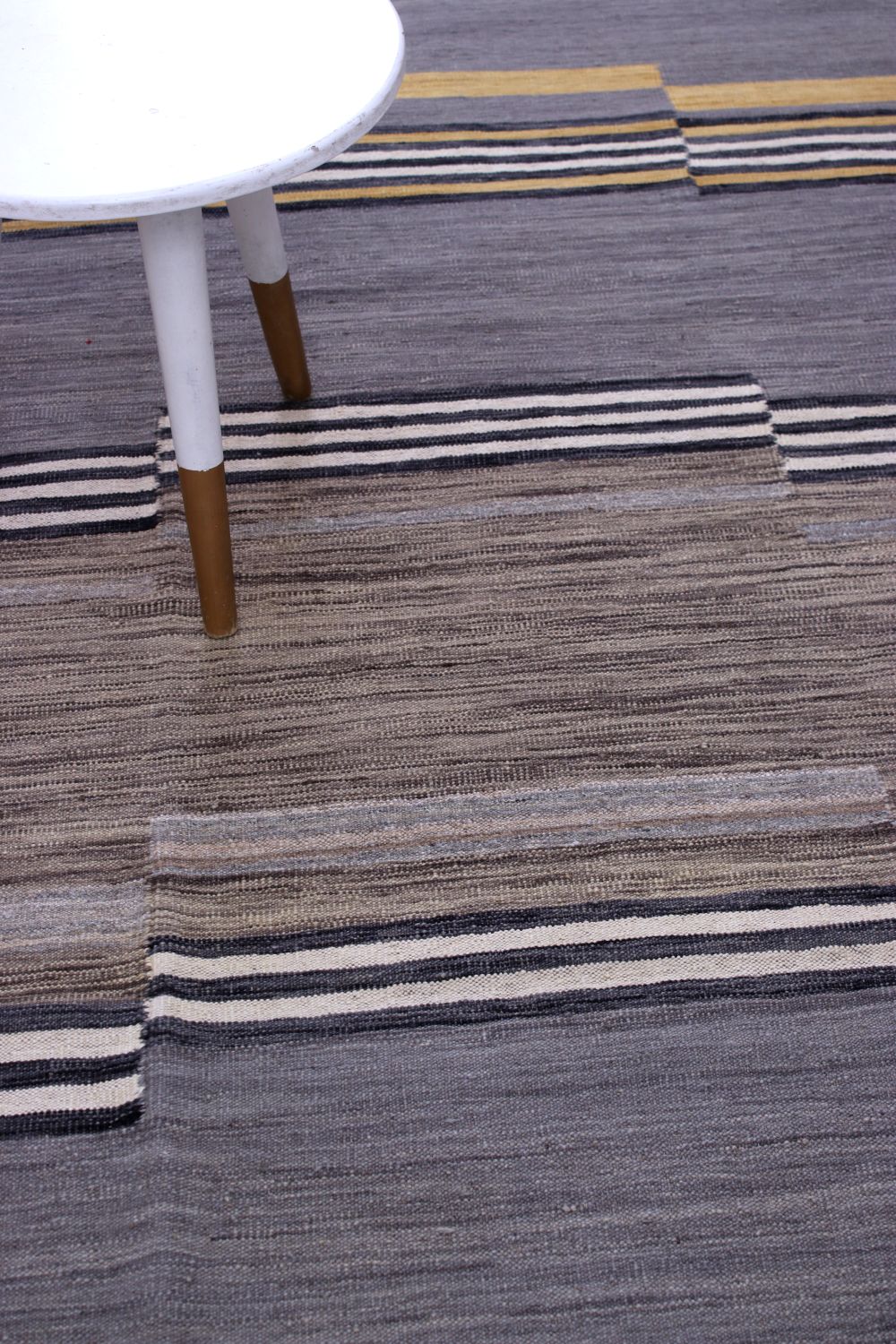 Grijs Tapijt Laagpolig Handgeweven Wollen Vloerkleed - Koho Afghan Modern Kelim 298x206