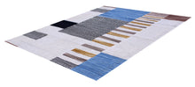 Load image into Gallery viewer, Blauw Tapijt Laagpolig Handgeweven Wollen Vloerkleed - Koho Afghan Modern Kelim 143x108
