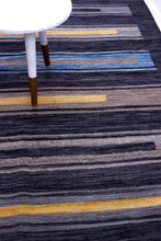Load image into Gallery viewer, Antraciet Tapijt Laagpolig Handgeweven Wollen Vloerkleed - Koho Afghan Modern Kelim 231x158

