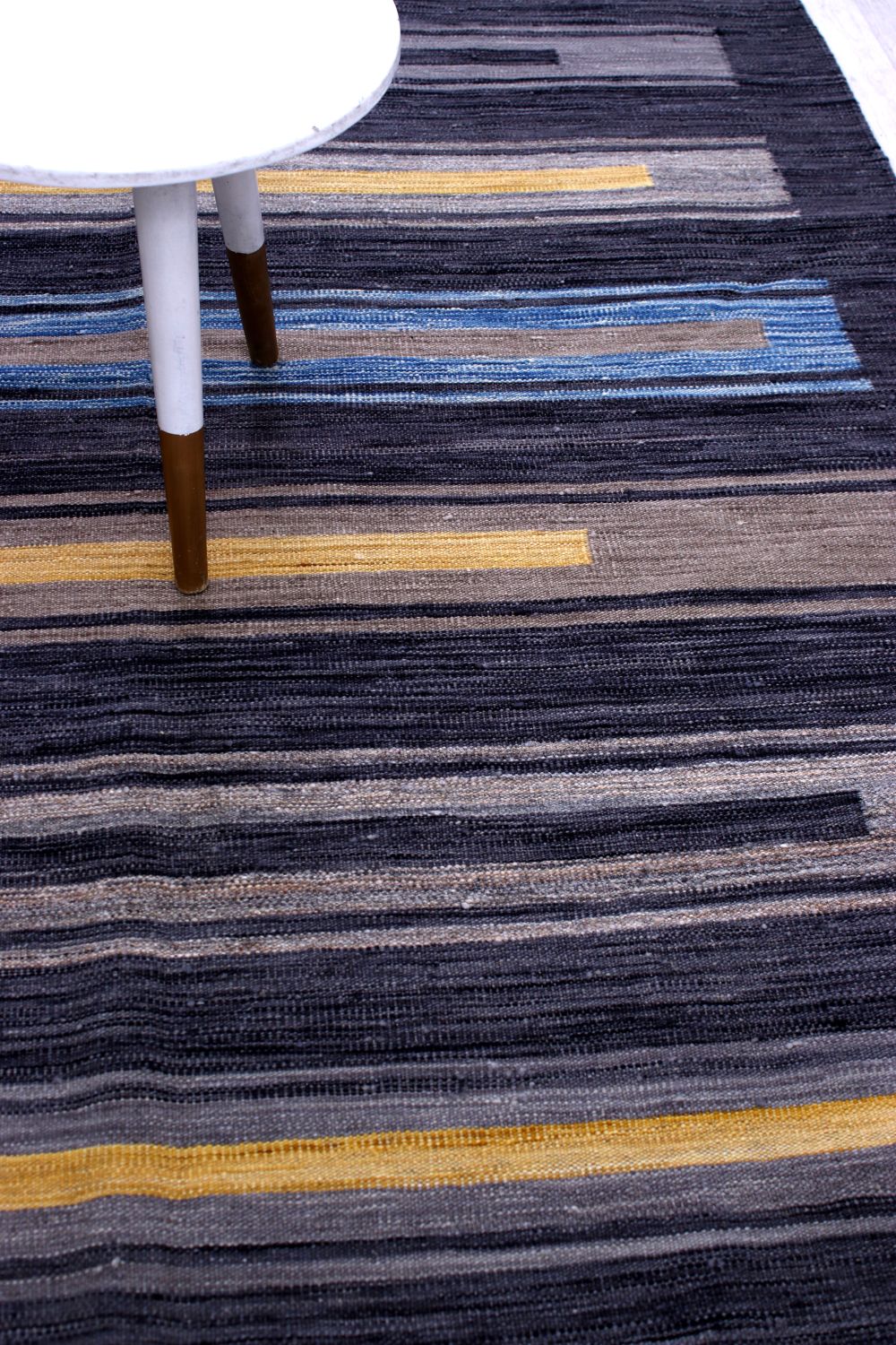 Antraciet Tapijt Laagpolig Handgeweven Wollen Vloerkleed - Koho Afghan Modern Kelim 231x158