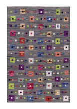 Load image into Gallery viewer, Grijs Tapijt Laagpolig Handgeweven Wollen Vloerkleed - Koho Afghan Modern Kelim 149x102
