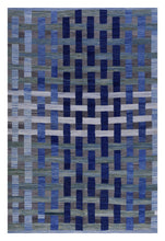 Load image into Gallery viewer, Blauw Tapijt Laagpolig Handgeweven Wollen Vloerkleed - Koho Afghan Modern Kelim 299x202

