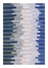Load image into Gallery viewer, Blauw Tapijt Laagpolig Handgeweven Wollen Vloerkleed - Koho Afghan Modern Kelim 297x198
