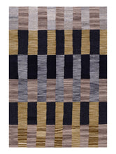 Load image into Gallery viewer, Goud Tapijt Laagpolig Handgeweven Wollen Vloerkleed - Koho Afghan Modern Kelim 146x103
