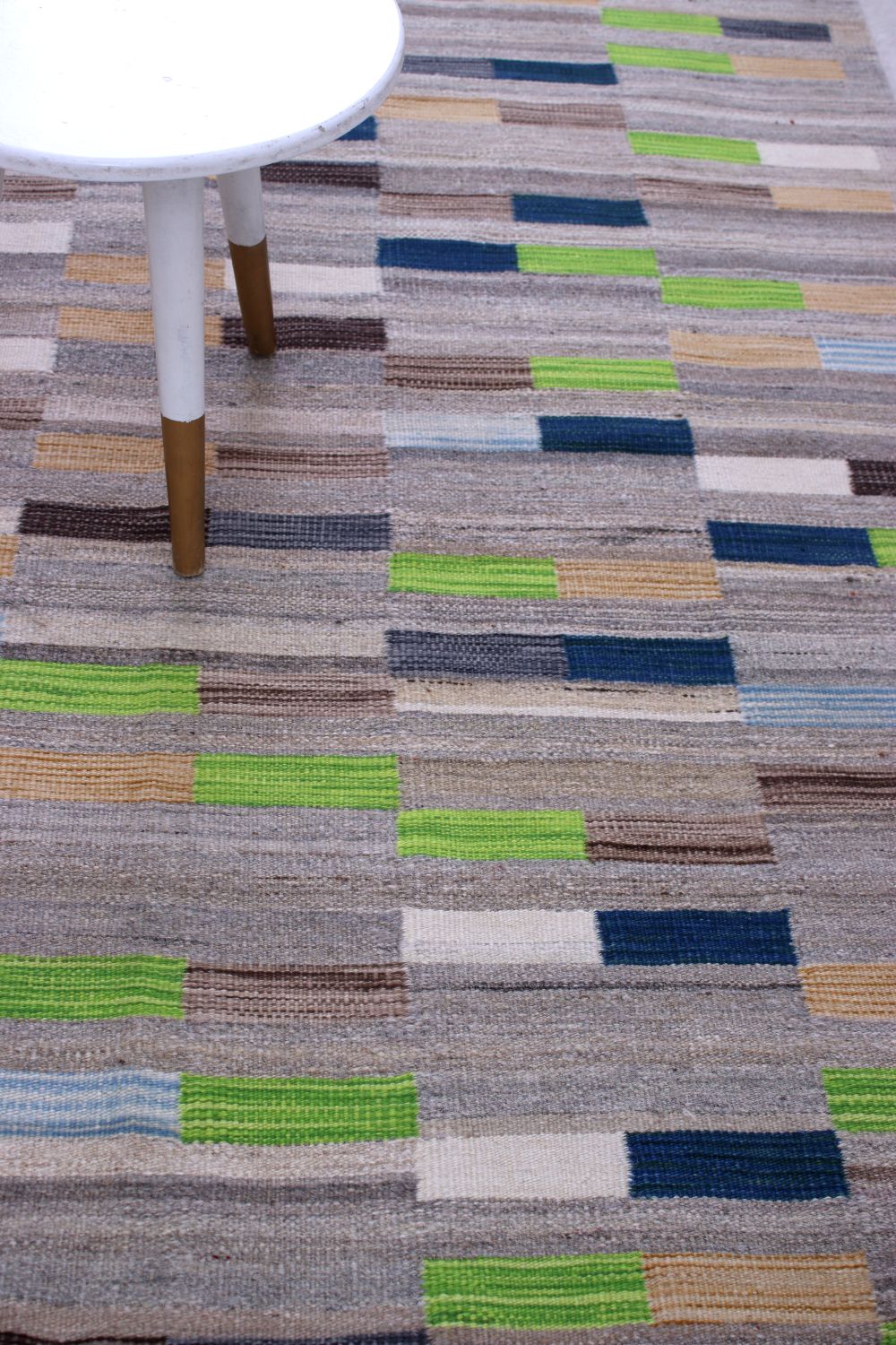 Grijs Tapijt Laagpolig Handgeweven Wollen Vloerkleed - Koho Afghan Modern Kelim 223x156