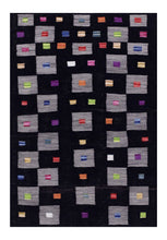 Load image into Gallery viewer, Zwart Tapijt Laagpolig Handgeweven Wollen Vloerkleed - Koho Afghan Modern Kelim 146x102
