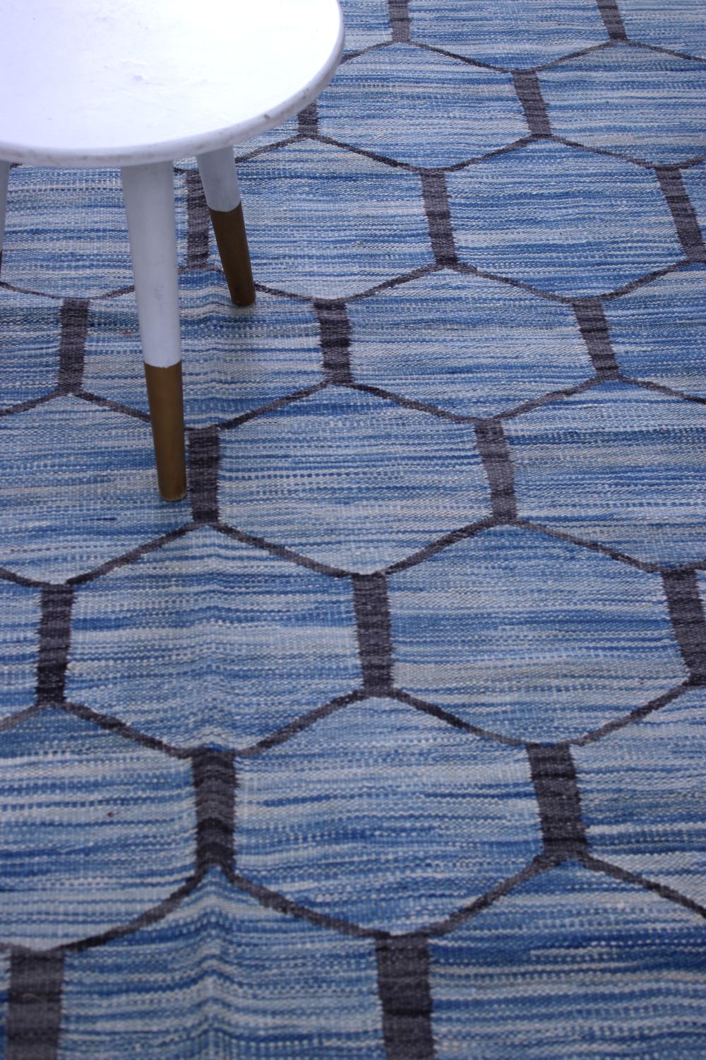 Blauw Tapijt Laagpolig Handgeweven Wollen Vloerkleed - Koho Afghan Modern Kelim 199x151