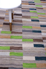Load image into Gallery viewer, Grijs Tapijt Laagpolig Handgeweven Wollen Vloerkleed - Koho Afghan Modern Kelim 221x160
