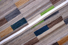 Load image into Gallery viewer, Grijs Tapijt Laagpolig Handgeweven Wollen Vloerkleed - Koho Afghan Modern Kelim 221x160
