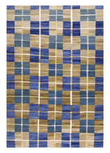 Load image into Gallery viewer, Blauw Tapijt Laagpolig Handgeweven Wollen Vloerkleed - Koho Afghan Modern Kelim 298x198
