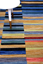 Load image into Gallery viewer, Blauw Tapijt Laagpolig Handgeweven Wollen Vloerkleed - Koho Afghan Modern Kelim 290x212
