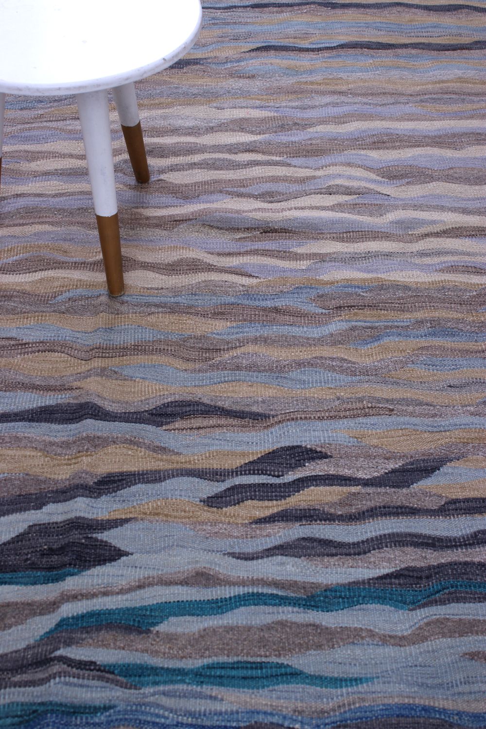 Blauw Tapijt Laagpolig Handgeweven Wollen Vloerkleed - Koho Afghan Modern Kelim 237x138