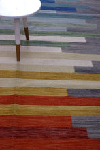 Load image into Gallery viewer, Kleurrijk Tapijt Laagpolig Handgeweven Wollen Vloerkleed - Koho Afghan Modern Kelim 295x205
