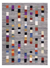 Load image into Gallery viewer, Grijs Tapijt Laagpolig Handgeweven Wollen Vloerkleed - Koho Afghan Modern Kelim 225x166

