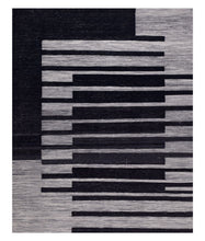 Load image into Gallery viewer, Zwart Tapijt Laagpolig Handgeweven Wollen Vloerkleed - Koho Afghan Modern Kelim 199x155
