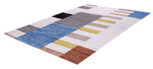 Load image into Gallery viewer, Crème Tapijt Laagpolig Handgeweven Wollen Vloerkleed - Koho Afghan Modern Kelim 298x200
