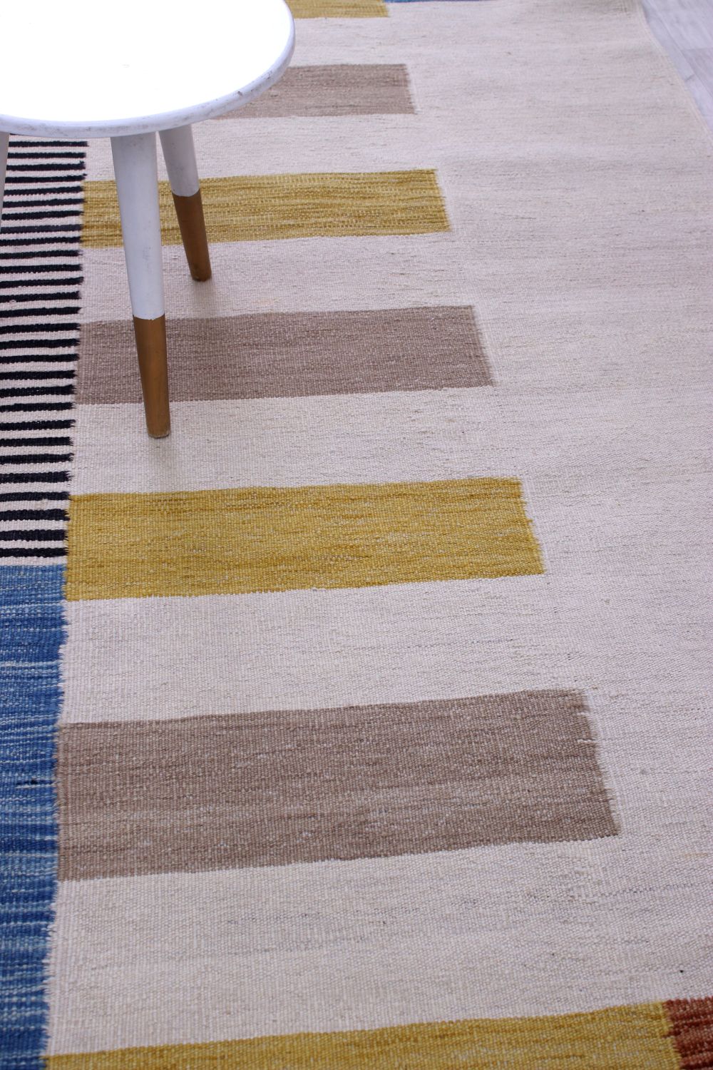 Crème Tapijt Laagpolig Handgeweven Wollen Vloerkleed - Koho Afghan Modern Kelim 298x200