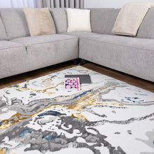 Load image into Gallery viewer, Wit en Goud Tapijt Laagpolig Vloerkleed Koho Marbella
