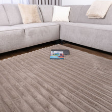Load image into Gallery viewer, Taupe Tapijt Zacht Hoogpolig Vloerkleed Koho Stripe
