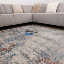 Load image into Gallery viewer, Blauw met Zalm Roze Tapijt Abstract Design Laagpolig Vloerkleed Koho Impressive
