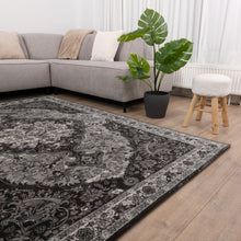 Load image into Gallery viewer, Zwart met Grijs Tapijt Vintage Design Laagpolig Vloerkleed Koho Impressive

