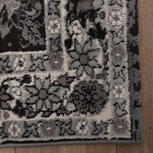 Load image into Gallery viewer, Zwart met Grijs Tapijt Vintage Design Laagpolig Vloerkleed Koho Impressive
