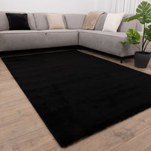Load image into Gallery viewer, Zwart Tapijt Effen Laagpolig Vloerkleed Koho Minimalist
