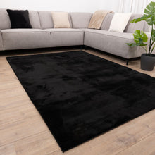 Load image into Gallery viewer, Zwart Tapijt Wasbaar Laagpolig Vloerkleed met Anti Slip Koho Soft Comfort Wasbaar op 30°
