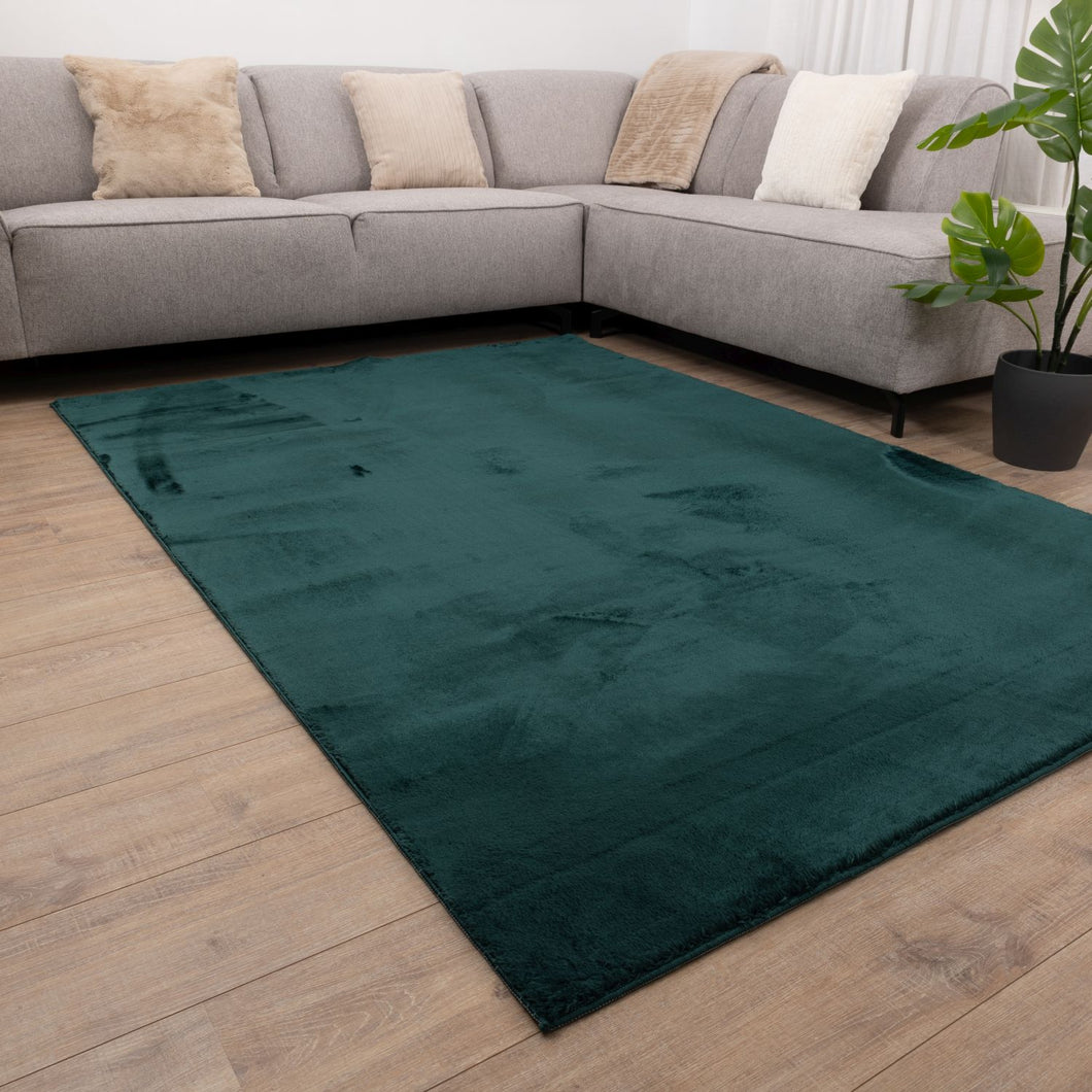 Groen Tapijt Wasbaar Laagpolig Vloerkleed met Anti Slip Koho Soft Comfort Wasbaar op 30°