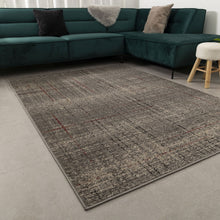 Load image into Gallery viewer, Donkergrijs met Rood Tapijt Laagpolig Vloerkleed Koho Belgian Design
