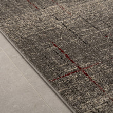 Load image into Gallery viewer, Donkergrijs met Rood Tapijt Laagpolig Vloerkleed Koho Belgian Design
