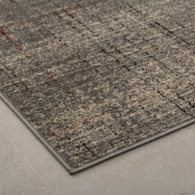 Load image into Gallery viewer, Donkergrijs met Rood Tapijt Laagpolig Vloerkleed Koho Belgian Design
